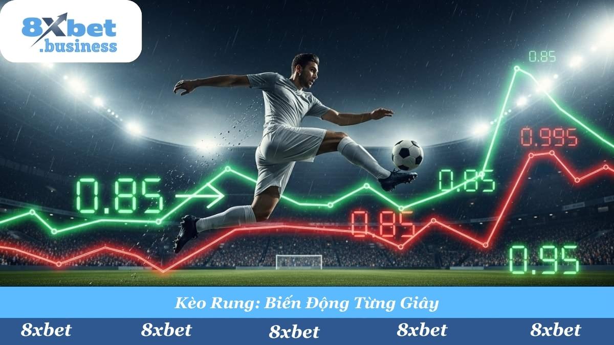 Tỷ lệ kèo rung (Running Ball) biến động liên tục theo từng giây dựa trên diễn biến thực tế của trận đấu.